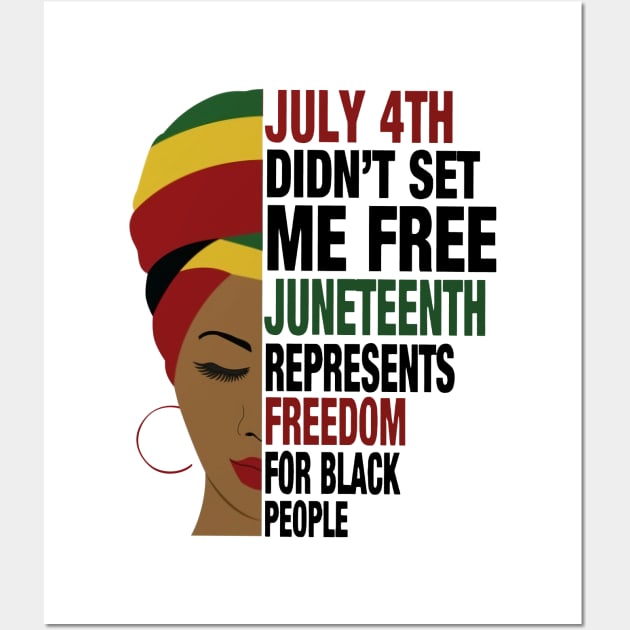 July 4th Didn't Set Me Free Juneteeth Represents Freedom For Black Wall Art by Phylis Lynn Spencer